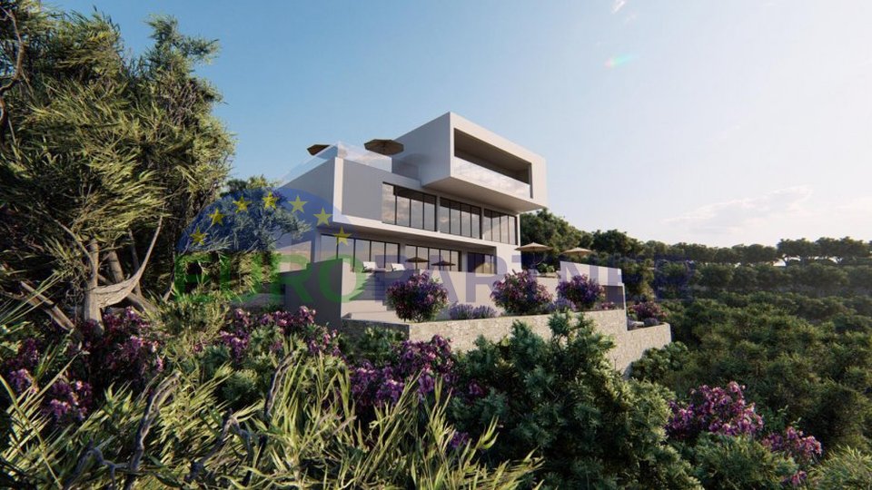 Erste Reihe zum Meer - Bauland mit einer konzeptionellen Lösung für eine Villa - Omis