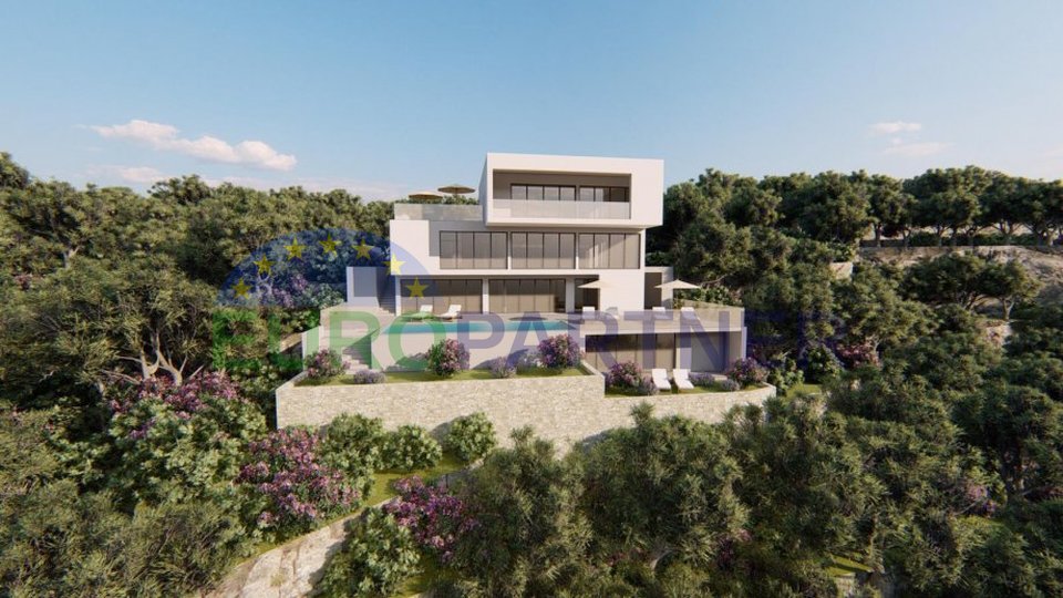 First row to the sea - building land with conceptual solution for the villa Omis