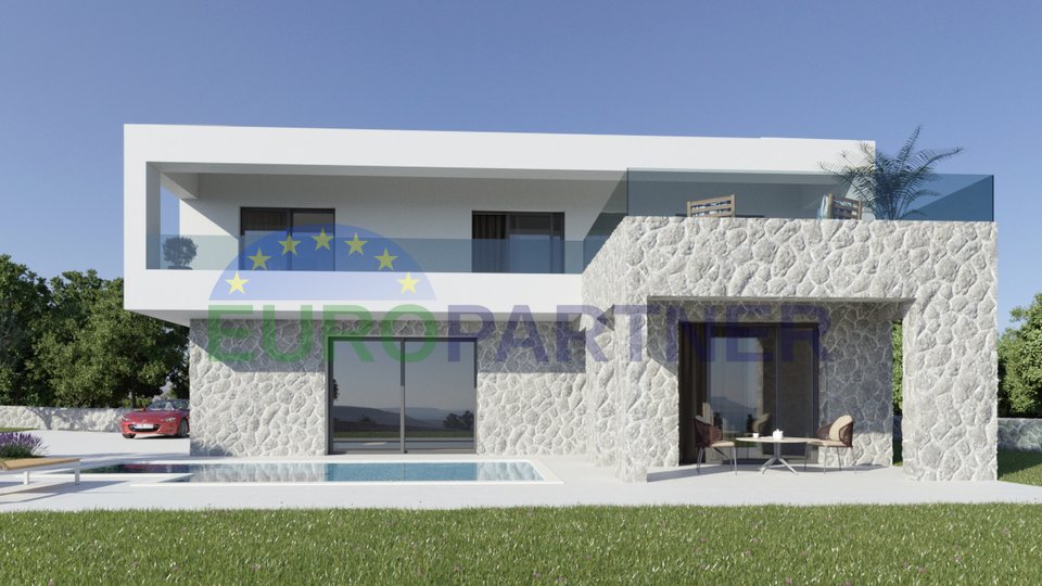 Villa vicino a Labin, 3 camere da letto, piscina, vista panoramica sull'isola di Cres, Rabac e Rijeka