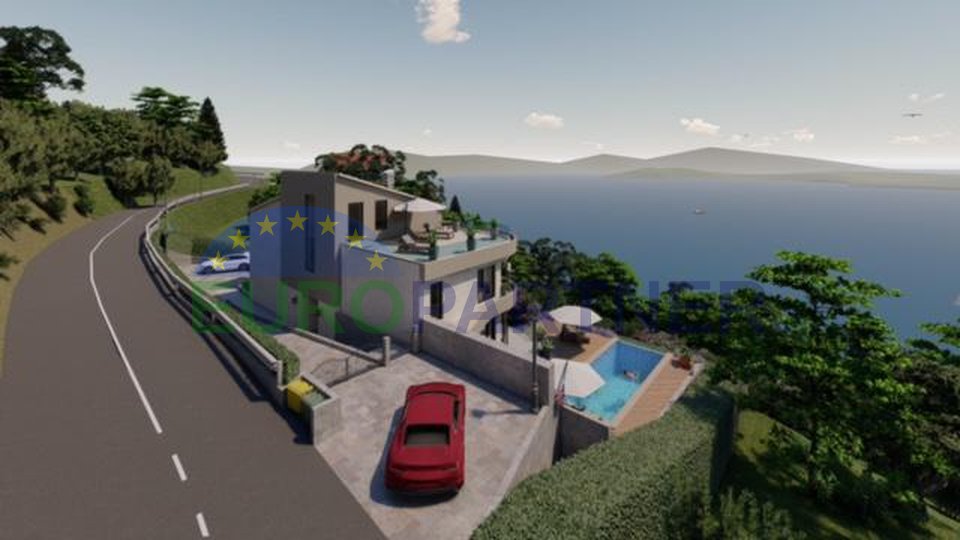 Building plot for sale with valid building permit in Kvarner Bay, Opatija