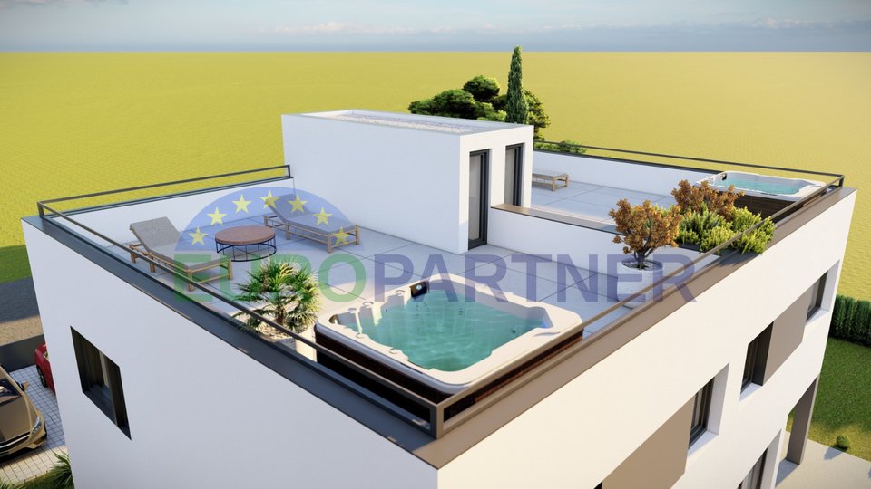 Poreč, surroundings - semi-detached house with a roof terrace and a view of the sea