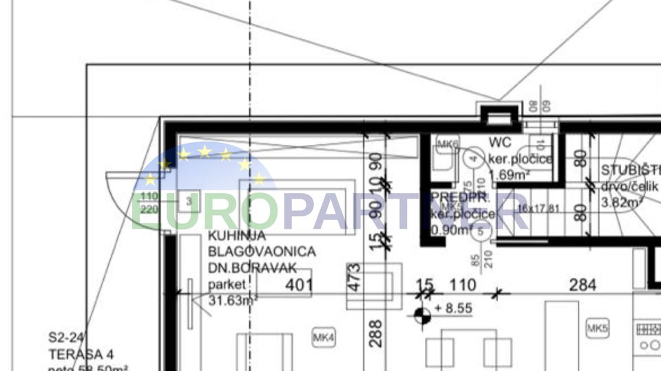 Penthouse auf 2 Etagen, 130 m2, zu Verkaufen Žnjan