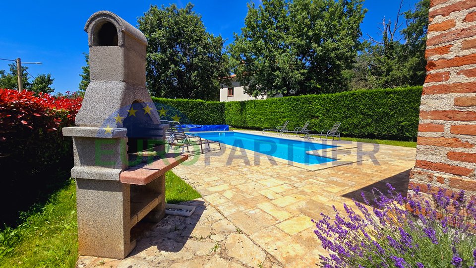 Porec area, stone house with pool and sea view