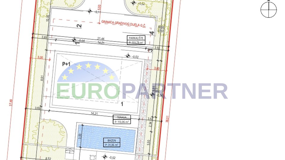 Poreč, Building plot with project and sea view